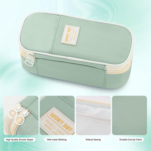 Tergopa Pencil Case for Girls Kids Teens Adults Big Pencil Bag with Zipper Big Pen Pouch Large Stationery Pen Case Organizer for School Green