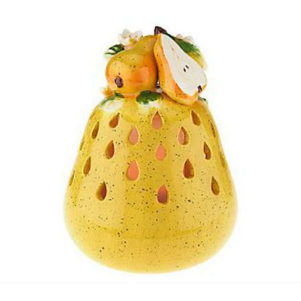 Kitchen Table Pear Fruit Home Decoration Luminary w/ Flameless Candle and Timer