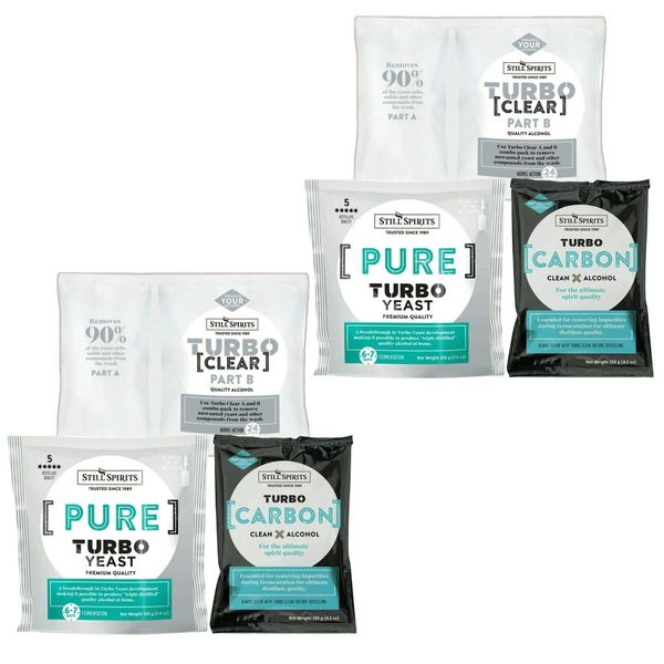 2X Still Spirits Pure Turbo Yeast, TurboClear, Liquid Carbon