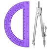 EBOOT Student Geometry Math Set, Drawing Compass and 6 Inch Swing Arm Protractor 180 Degree Math Protractor (Purple)