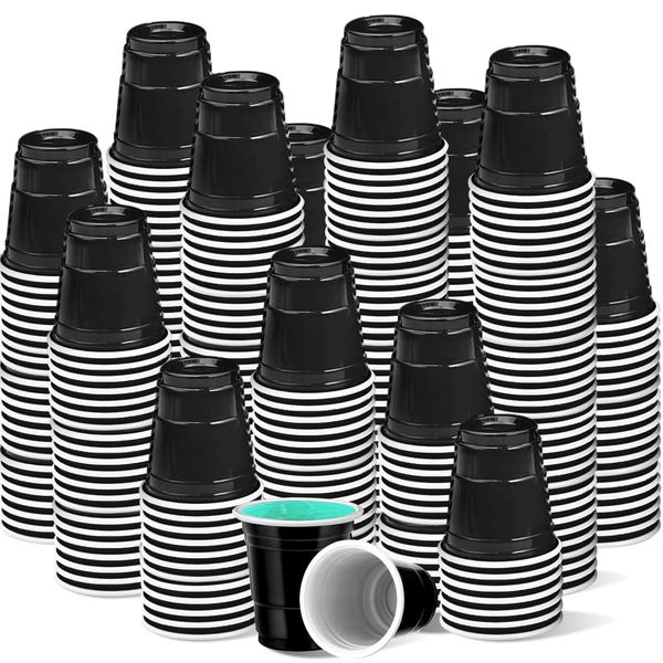 cssopenss 500 pcs 2 oz Plastic Shot Glasses black shot glasses disposable black party cups 2 oz for drinking Tastings served Snacks Jello Tastings and Samples