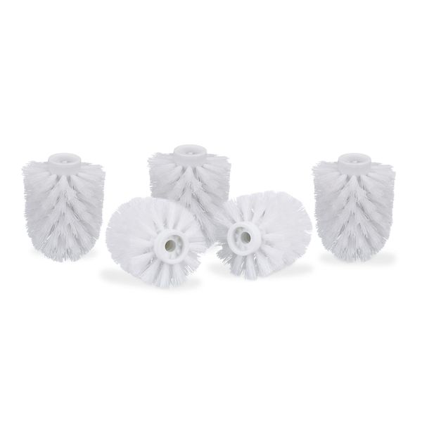 Relaxdays Toilet brush head set of 5, loose toilet brush thread 9.5 mm, replacement brush head diameter 8 cm, white, 8 x 9.5 cm