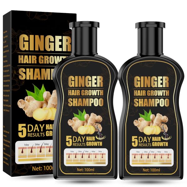 Ginger Hair Growth Shampoo, Ginger Shampoo, Anti Hair Loss Shampoo, Natural Organic Ginger Shampoo Promotes Hair Growth, Anti-dandruff & Anti-itching Ginger Shampoo for Hair Loss Women Men (2Pcs)