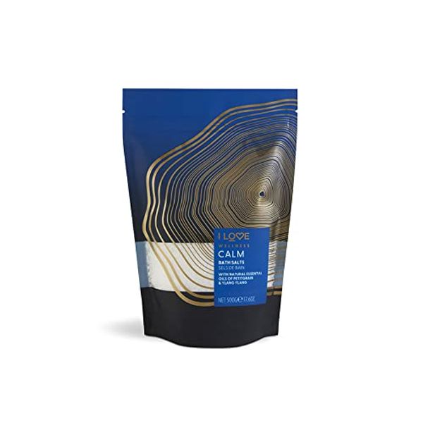 I Love Wellness Calm Bath Salts, with Natural Essential Oils of Petitgrain & Ylang Ylang, Formulated with Mineral Rich Sea Salt, Made with Natural Extracts, Vegan-Friendly - 500g