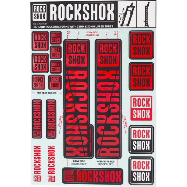 RockShox Decal Kit, 30/32mm, Red Color Matching Kit