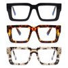 JM 3 Pack Oversized Square Reading Glasses for women men, Blue Light Blocking Computer Readers +4.0