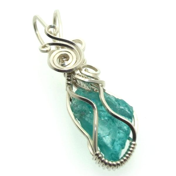 Apatite Gemstone Sterling Silver Wire Wrapped Pendant