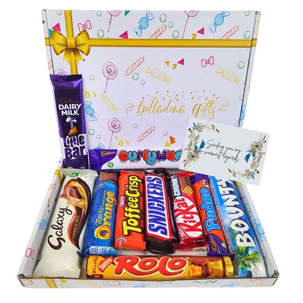 Chocolates Gift Box With Warm Wishes Card | Box 10 Chocolate Bars From Your Favourite Brands | Letterbox Gifts |