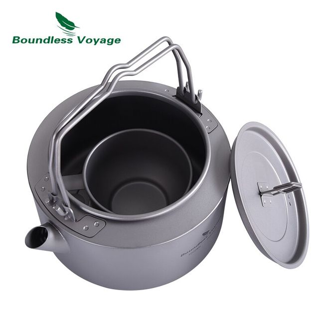 1.5L Titanium Kettle Tea Cup Camping Coffee Tea Pot Outdoor