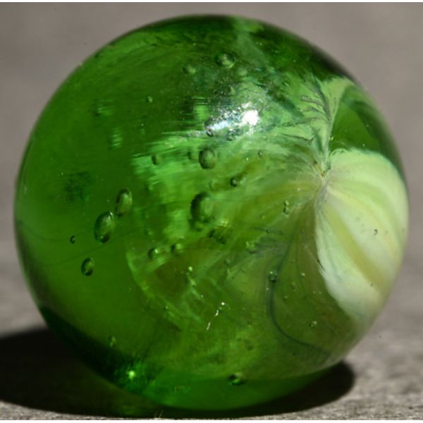 Whispler Vintage Marble English 1950's Fizzling Vitreous Green Stunner 9/16''