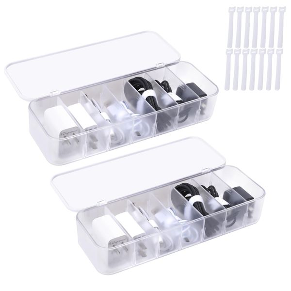 Cable Storage Box (White, 2 Pack)