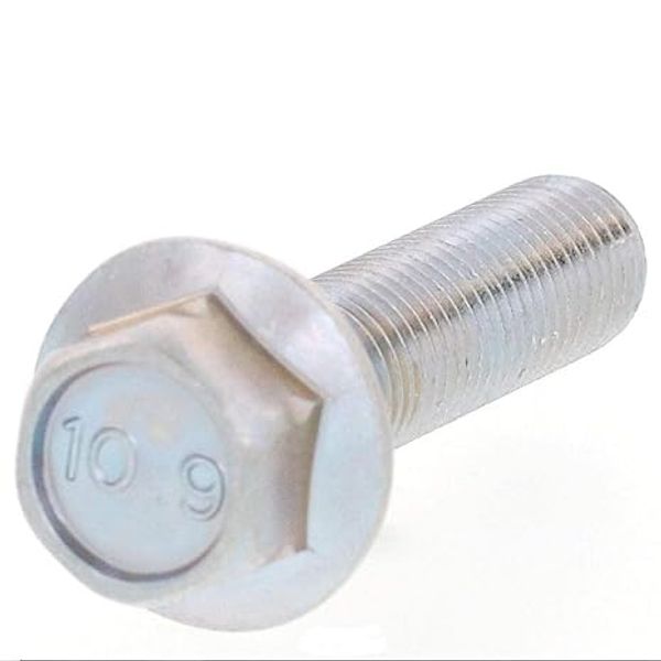 10.9 Strength Flange Bolts M10 (Fine) P=1.25 X 20L (Low Neck) Trivalent White Plated (Pack of 10)