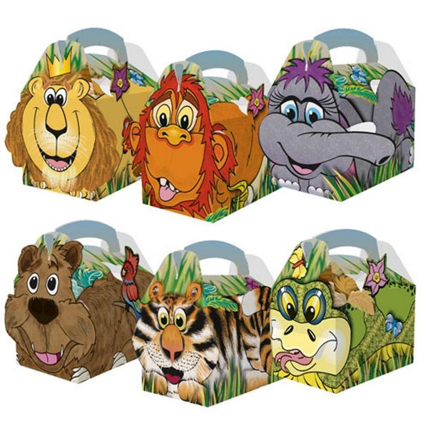 24 x Childrens Cardboard Lunch/Party Boxes Jungle Design