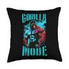 Gorilla Mode Motivation Quote | Beast Muscles Gym Workout Throw Pillow