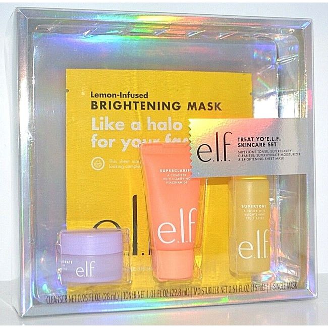 ELF TREAT YO' ELF SKINCARE GIFT SET SUPERTONE TONER CLEANSER MOISTURIZER SHEET