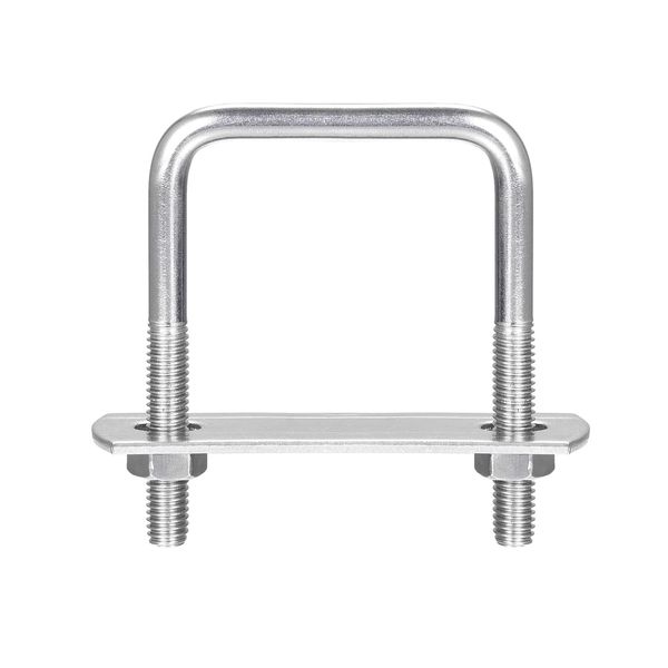 uxcell Square U-Bolt 42mm Inner Width 60mm Length M6 304 Stainless Steel U Clamp Bolt with Nut and Plate for Boat Trailer