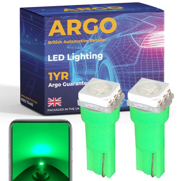 Argo T5 Bulb Led Smd Green Dashboard 286 Bulbs 12v Instrument Dash Panel Clocks Dials Xenon Van Interior Car Speedometer Gauge Cluster Speedo Light T5 led bulb
