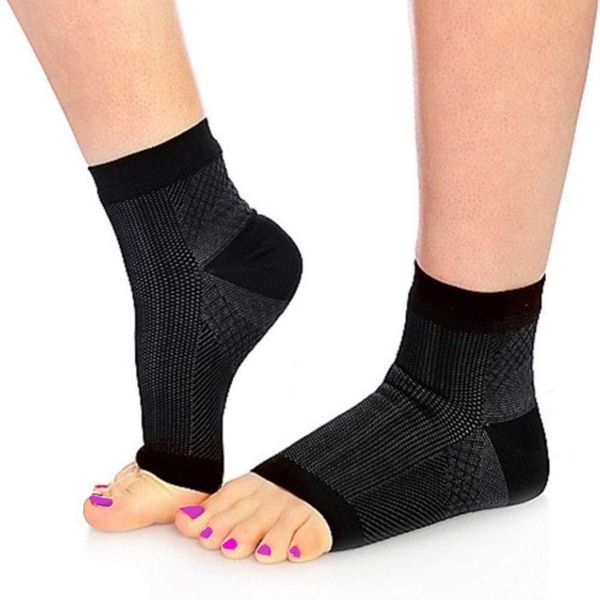 Tendon Ankle Compression Sleeve Brace Support, Reduces Pain & Swelling, Supports Foot Blood Flow (Black, Sm/Med)