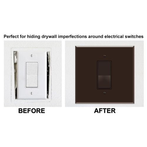 OVERSIZED Metal Switch Plate, 2 Gang Jumbo Decora Cover Plate (for 1 Centered Device), Switch Cover for Rocker Switches, GFCI, Steel Painted Brown - UL Listed, 5.5" x 5.5" - Made in USA