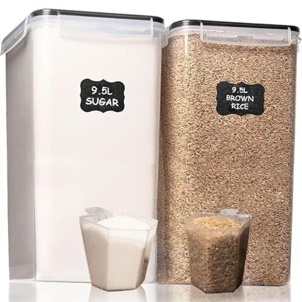 Shazo 2 PC (9.5L | 321 Oz) Extra Large Bulk Food Storage Containers with