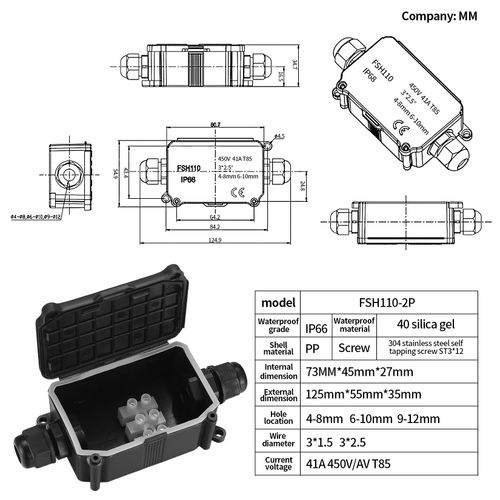 4 Pcs IP66 Waterproof Junction Box, 2-Way Outdoor Electrical Cable Wire Connectors, Black Extension Cable Connectors Junction Boxes with PG9 Glands for Ø3mm-8mm Ø6mm-10mm Cable Cord