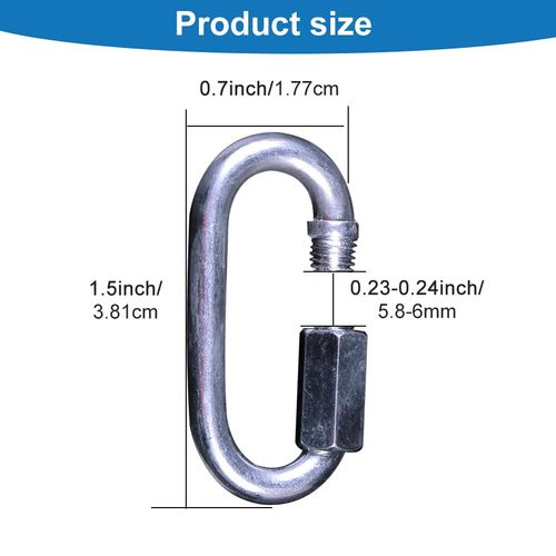 10 PCs Chain Link,1.5 inch Quick Link Stainless Steel Oval Locking Carabiner Portable Chain Connector for Tire Swing Gym Camping Hammock Rope Connector and Trailer(Silver)