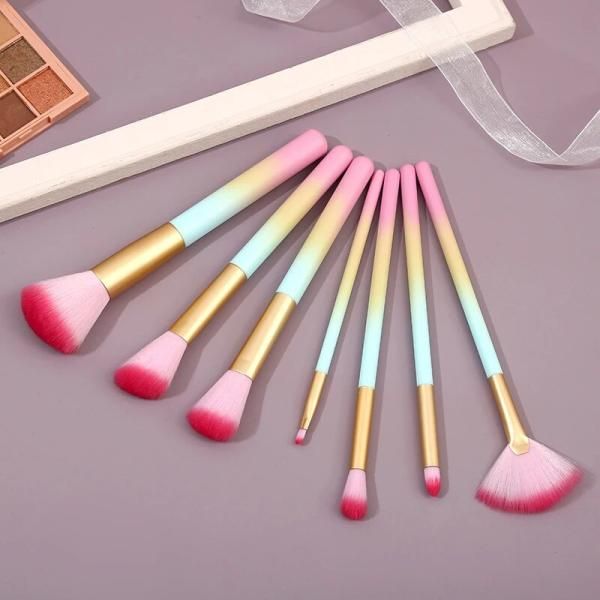 7pcs Makeup Brushes Set Gradient Cosmetic Tools Eyeshadow Blush Loose Powder