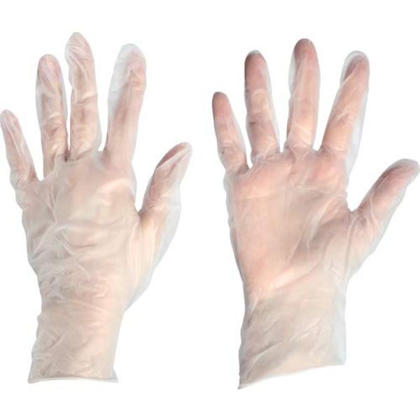 TRUSCO Disposable Vinyl Gloves, Powderless, M, Clear, Pack of 100