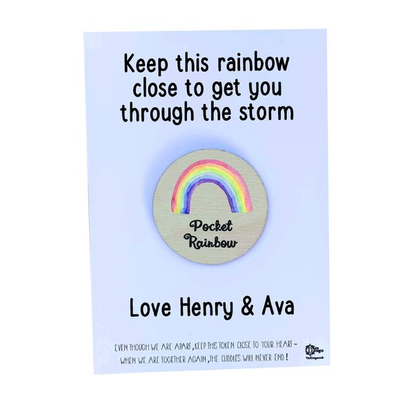 Wooden token Pocket Rainbow Pocket Hug gift DD1616