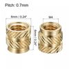 sourcing map Knurled Insert Nut M4 x 6mm L x 6mm OD Female Thread Brass Embedding Nut 30 Pcs