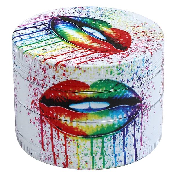 LIHAO 2 inch Grinder 4 Layer Zinc Alloy Spice Grinder - Rainbow Lip