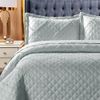 Modern & Stylish Embossed Ruffle Quilted Bedspread Bed Throw Single Double King size bedding set (Silver-Ruffle, King)