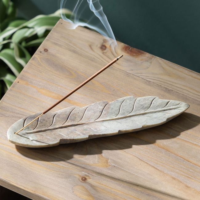 Incense stand Incense plate Leaf Soapstone Stone Horizontal Made in India Approx. W 25 x D 6 x H 1.2 cm Incense stand Incense holder Incense stand Incense tray Incense tray Stylish Ethnic Asian miscellaneous goods Asian miscellaneous goods India Indian mi