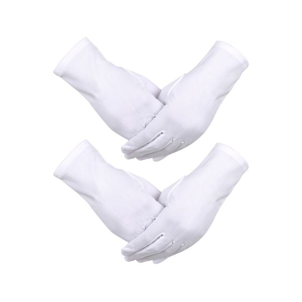 Sumind 2 Pairs White Uniform Gloves Satin Formal Gloves Guard Parade Gloves Nylon Cotton Gloves Tuxedo Gloves