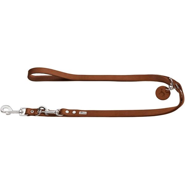 HUNTER Training leash, 16/200 Soft genuine cow leather, cognac