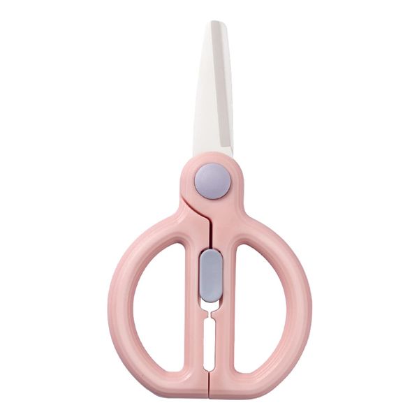 DAMPEN Ceramic Scissors for Baby Food,Portable Baby Food Scissors,Children Safety Food Cutter,with Blade Cover and Travel Case (PINK)