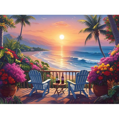 Beach Sunset Diamond Art Kits for Adults, Coconut Tree Diamond Painting Kits for Beginners, DIY 5D Full Drill Crystal Flowers Diamond Dots Gem Art Craft Home Decor 16x12 Inch