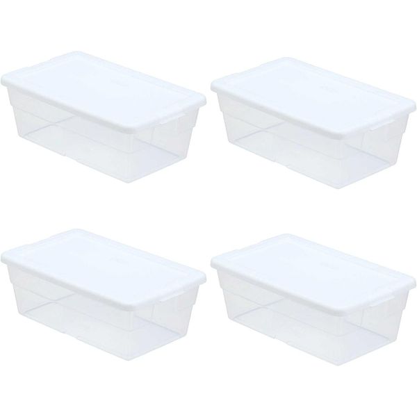 Sterilite Storage Box 13.5" X 8.3" X 4.8", 6 Qt. Clear - Pack of 4