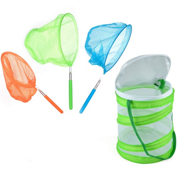 Kids Telescopic Butterfly Net Fishing Nets, Butterfly Habitat, Insect Mesh Cage, Bug Terrarium Pop Up