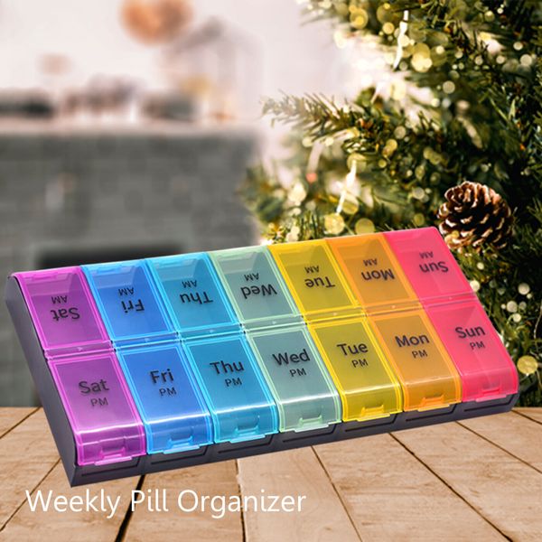 Weekly Pill Organizer Case Box Big Size AM PM Pill Case Medicine Container 7 Day