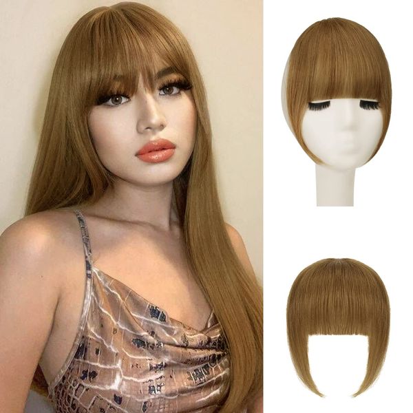 Sofeiyan Bangs Clip in 100% Remy Echthaar Fringe Bangs One Piece Human Hair Clip in Pony Fringe Extensions Natürliche Bangs with Tempel Haarteile Echthaar Haarverlängerung für Frauen