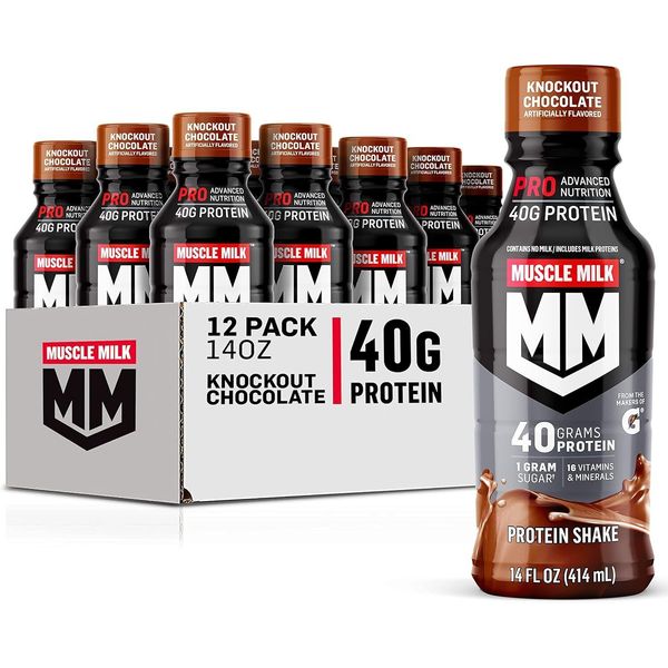 Muscle Milk Pro Series Protein Shake, Knockout Chocolate, 40g Protein, 14 Fl Oz,