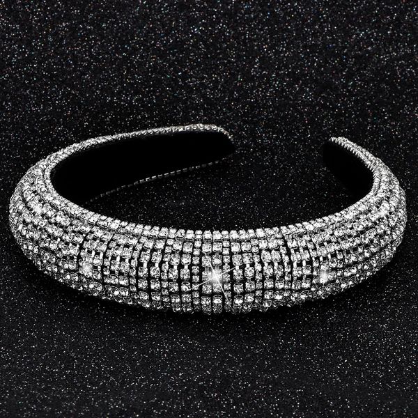 Wecoe 1pc Rhinestone Headband Women Girls Thick Padded Headband Bling Glitter Sparkly Silver Diamond Headband Fashion Head Band Holiday Formal Hair Accessories For Women Girls Mothers Day Gifts