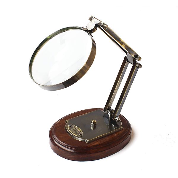 Vintage Desktop Accessory Antique Magnifier Barraud & Sons London Brass Magnifying Glass