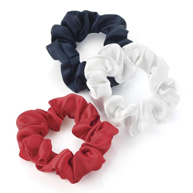 3 Red White Navy Mini Small Hair Scrunchies Hair Elastics Hairbands for Women Girls by Glitz4Girlz