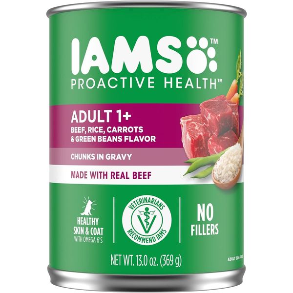 IAMS PROACTIVE HEALTH Adult Wet Dog Food Chunks in Gravy Beef, Rice, Carrots &