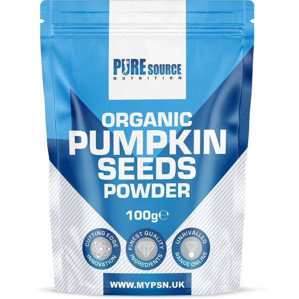 Organic Pumpkin Seed Protein Powder, 100% Vegan, Plant-Based Superfood, Gluten-Free, Non-GMO, Nutrient-Rich, Antioxidant by Pure Source Nutrition (100g, Unflavoured)