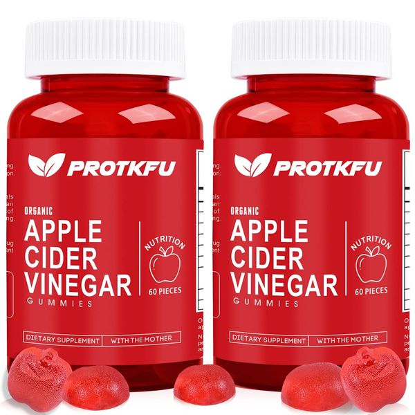 ProTKFU Apple Cider Vinegar Gummies, 120 Counts Keto Acv Gummies with The Mother, Vegan, Gluten-Free, Vitamin B12, B9 Gummies - Best Supplement for Gut Health