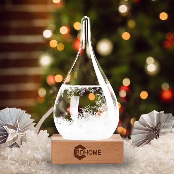 Storm Glass Weather Predictor Snow Globe,Christmas Decor Weather Gifts for Her Him, Water Drop Glass Barometer Weather Forecast Bottle Weather Station, High-Grade Home and Office Decorations