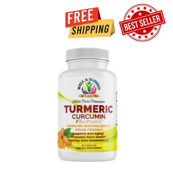 TURMERIC CURCUMIN with BIOPERINE Improved Bioavailability Vegan Friendly- 60Cap